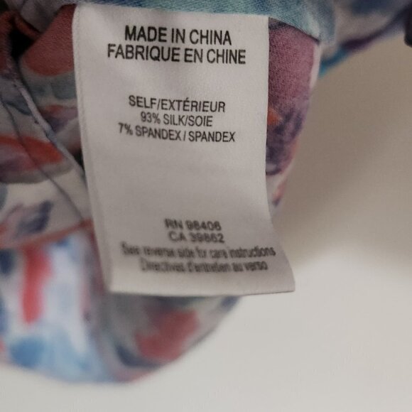 THEORY | Silk dress Achi Perplexing Watercolor red blue sz 6 - Picture 5 of 7